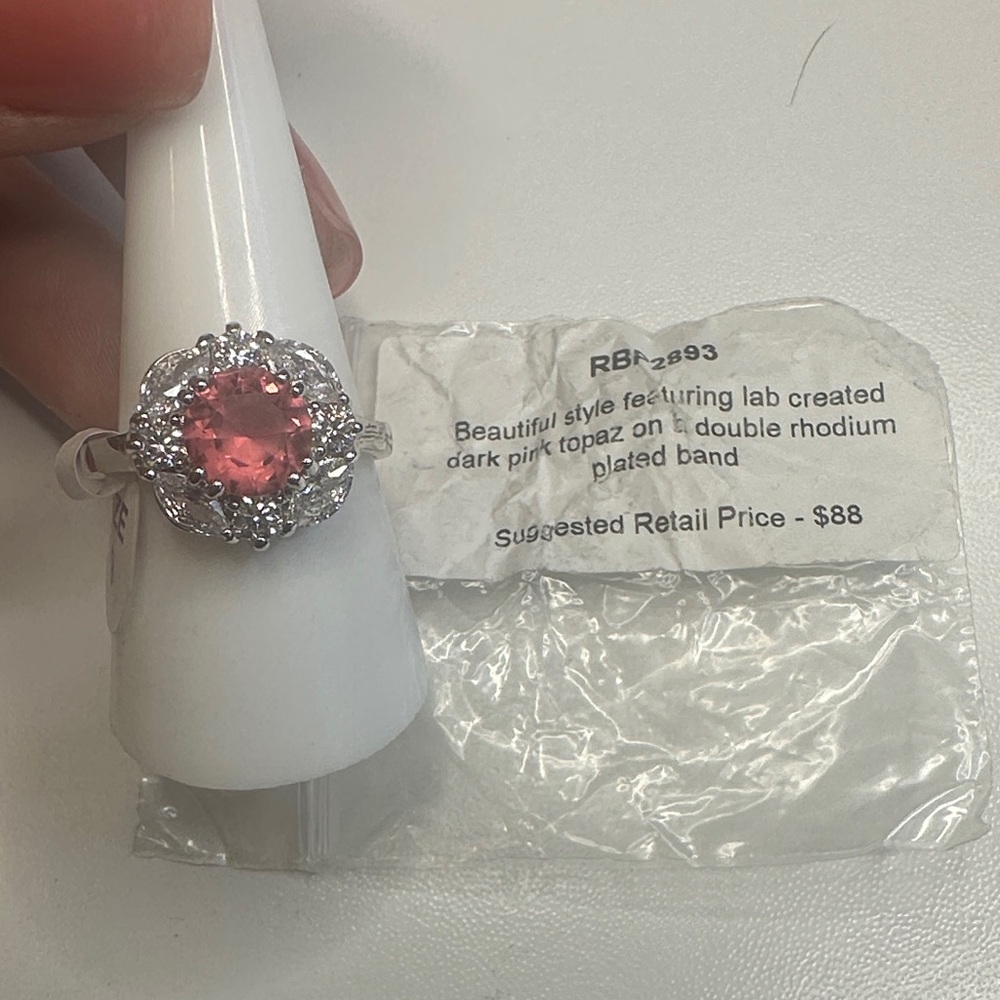 Bomb party Lab Created Pink Topaz Ring
